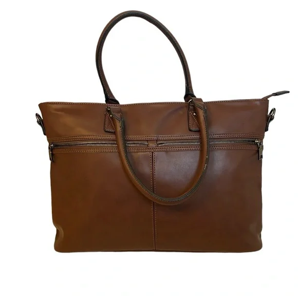 Laptop Tote Bag Brown Business Bag - Picture 1 of 10